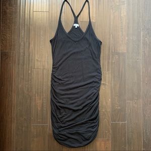 Women's black side shirred tank dress